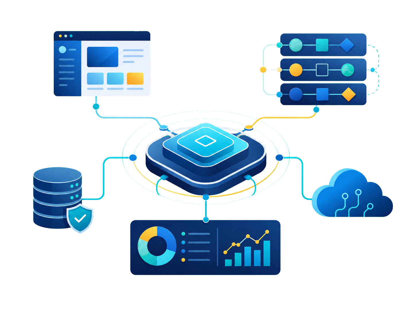 Cloud, applications, workflows, analytics and data connected through one enterprise platform